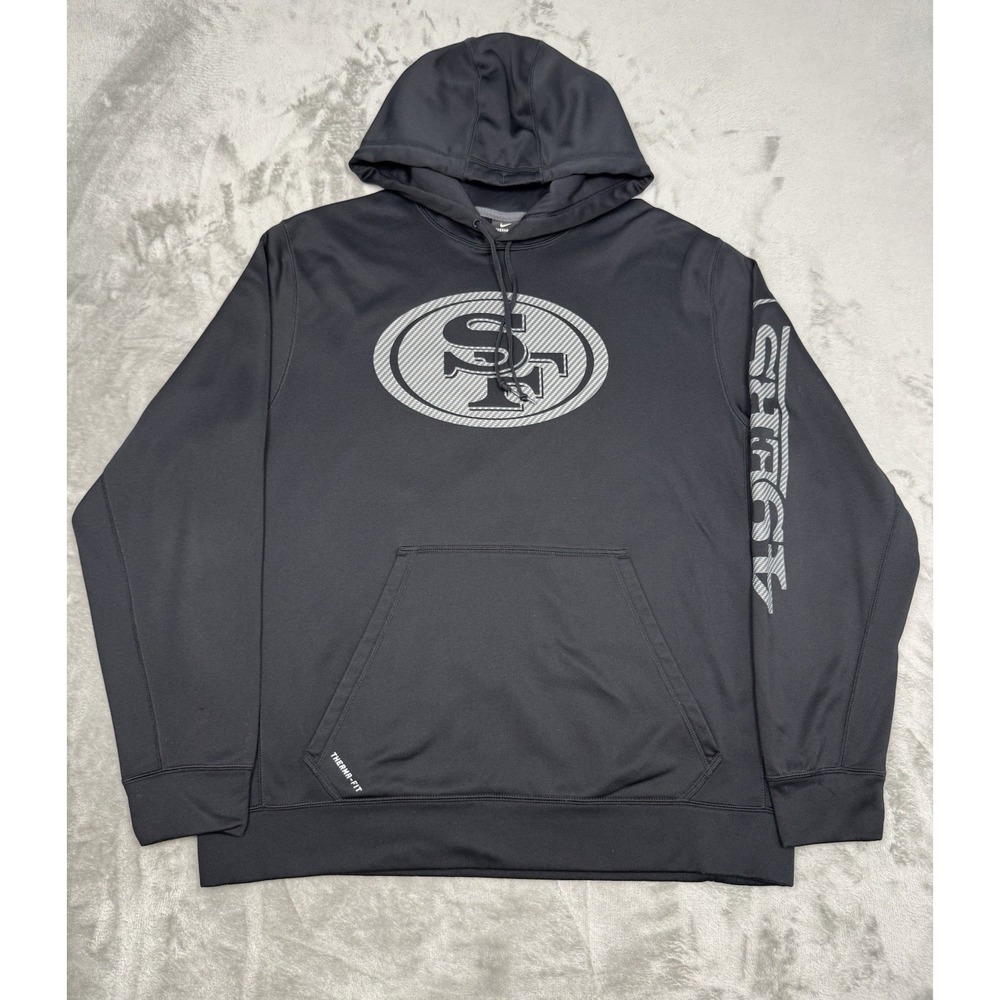 Nike San Francisco 49ers Hoodie Size XL Black Therma-Fit Pullover Sweatshirt